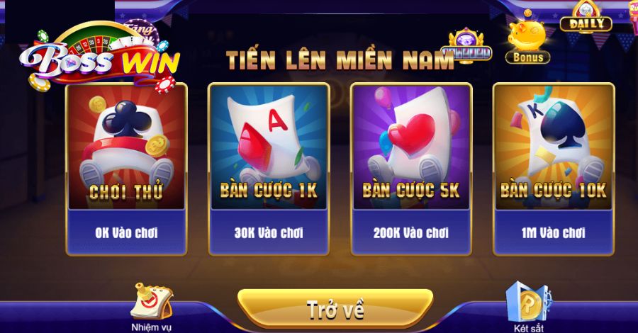 Chơi game bài tiến lên trên app Bosswin cực dễ dàng