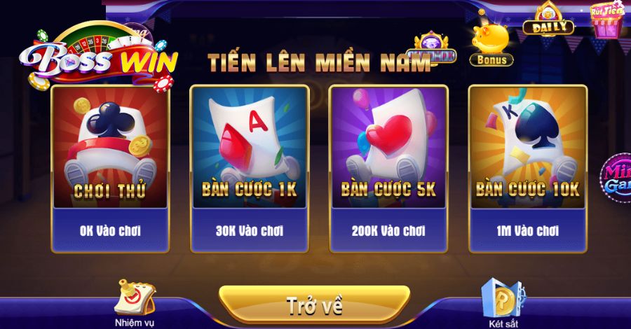 Chơi game Tiến Lên Miền Nam trên app Mobile chủ động